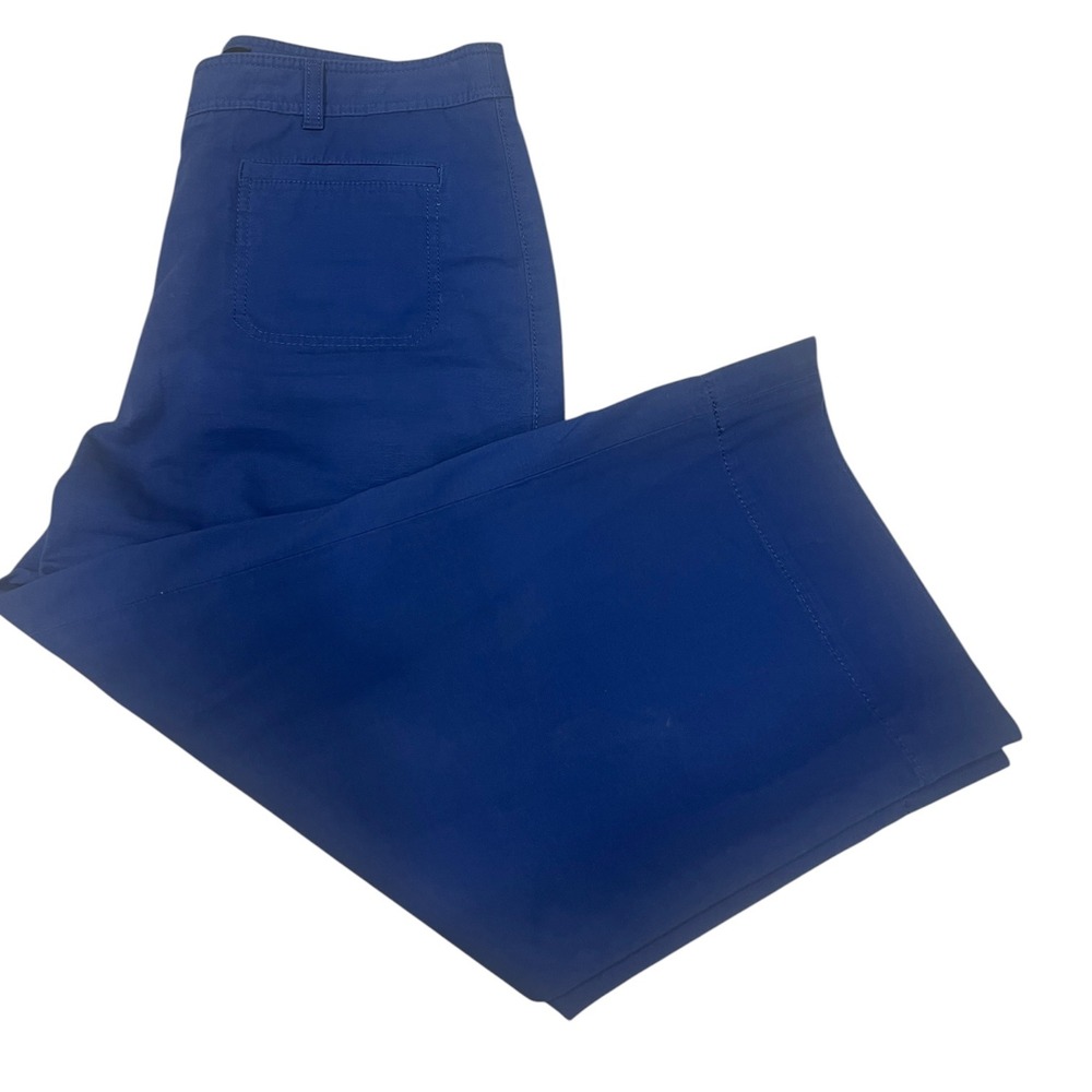 Talbots Royal Blue Wide Leg Crop Pants Womens 10P Petite Patch Pocket Trouser